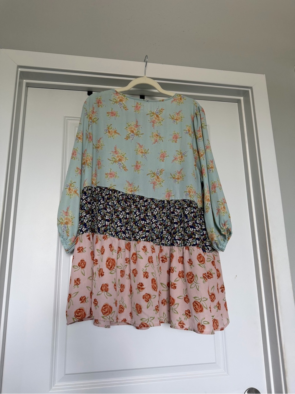 ODDI Mixed Floral Tiered Babydoll Tunic Top 3XL Boho Cottagecore - Picture 2 of 5
